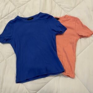 Banana republic ribbed tees coral pink and royal blue